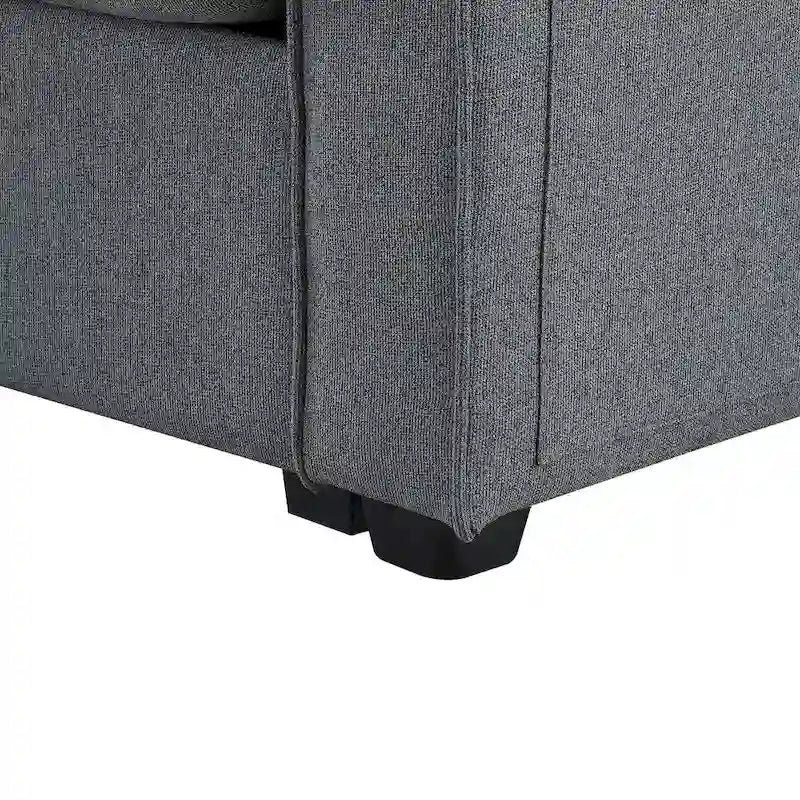 4-Seater Modern Linen Fabric Sofa with Armrest Pockets and 4 Pillows