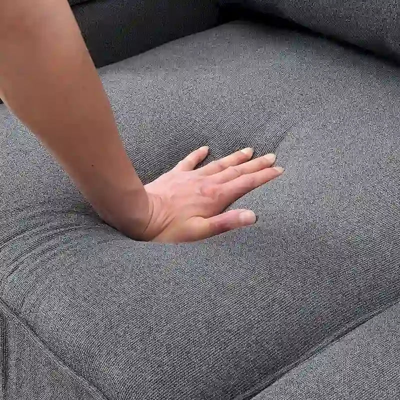 4-Seater Modern Linen Fabric Sofa with Armrest Pockets and 4 Pillows