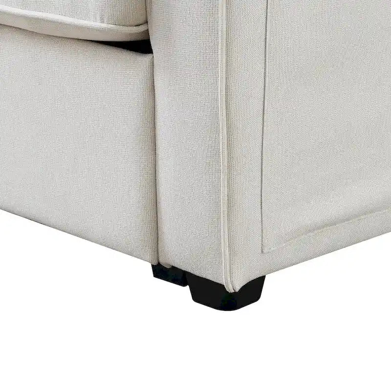 4-Seater Modern Linen Fabric Sofa with Armrest Pockets and 4 Pillows