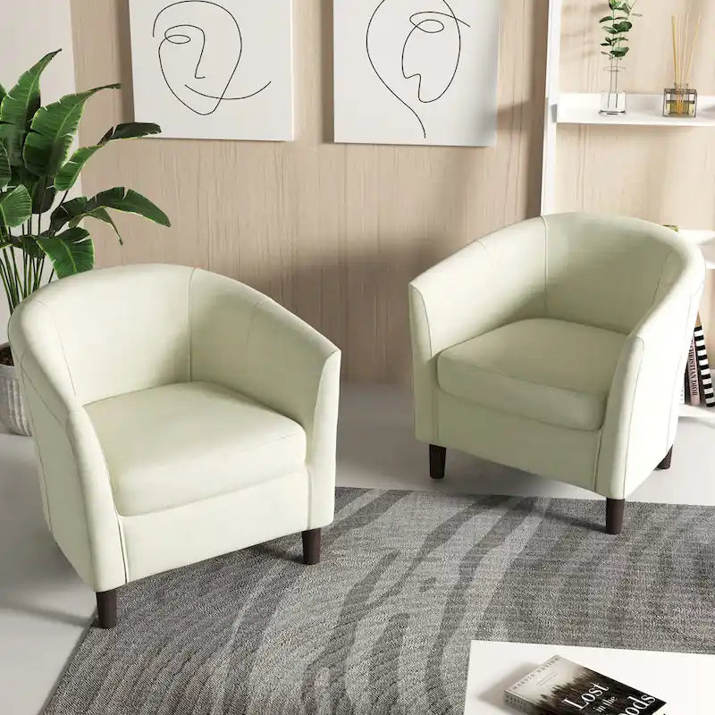 Lot de 2 fauteuils club modernes en lin style tonneau
