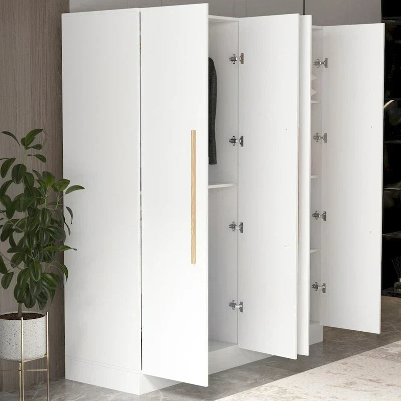 Armoire de rangement moderne sur pied en bois massif avec étagères