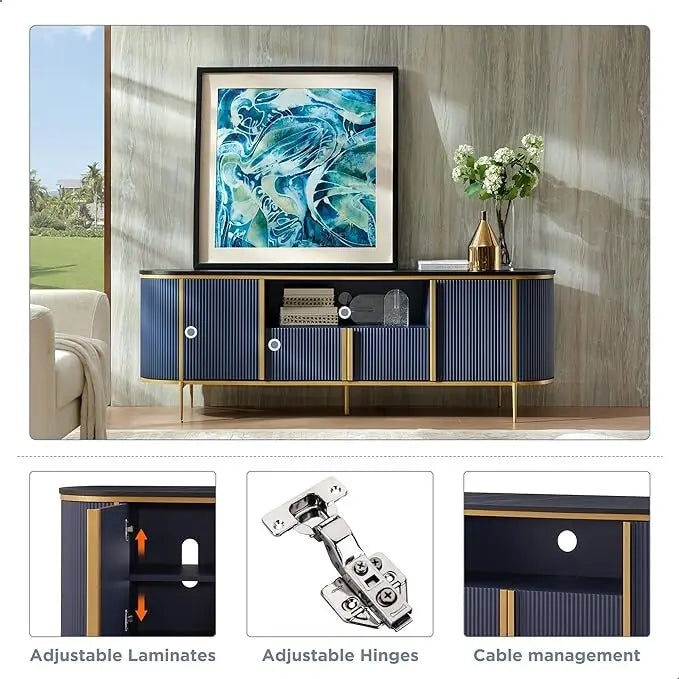 Meuble TV de luxe moderne, centre de divertissement, avec plateau effet marbre